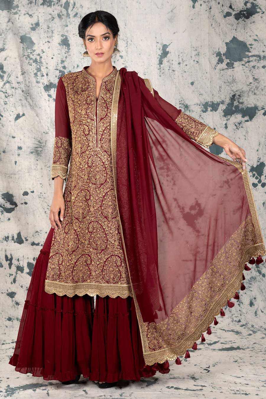 sequin work gharara suit