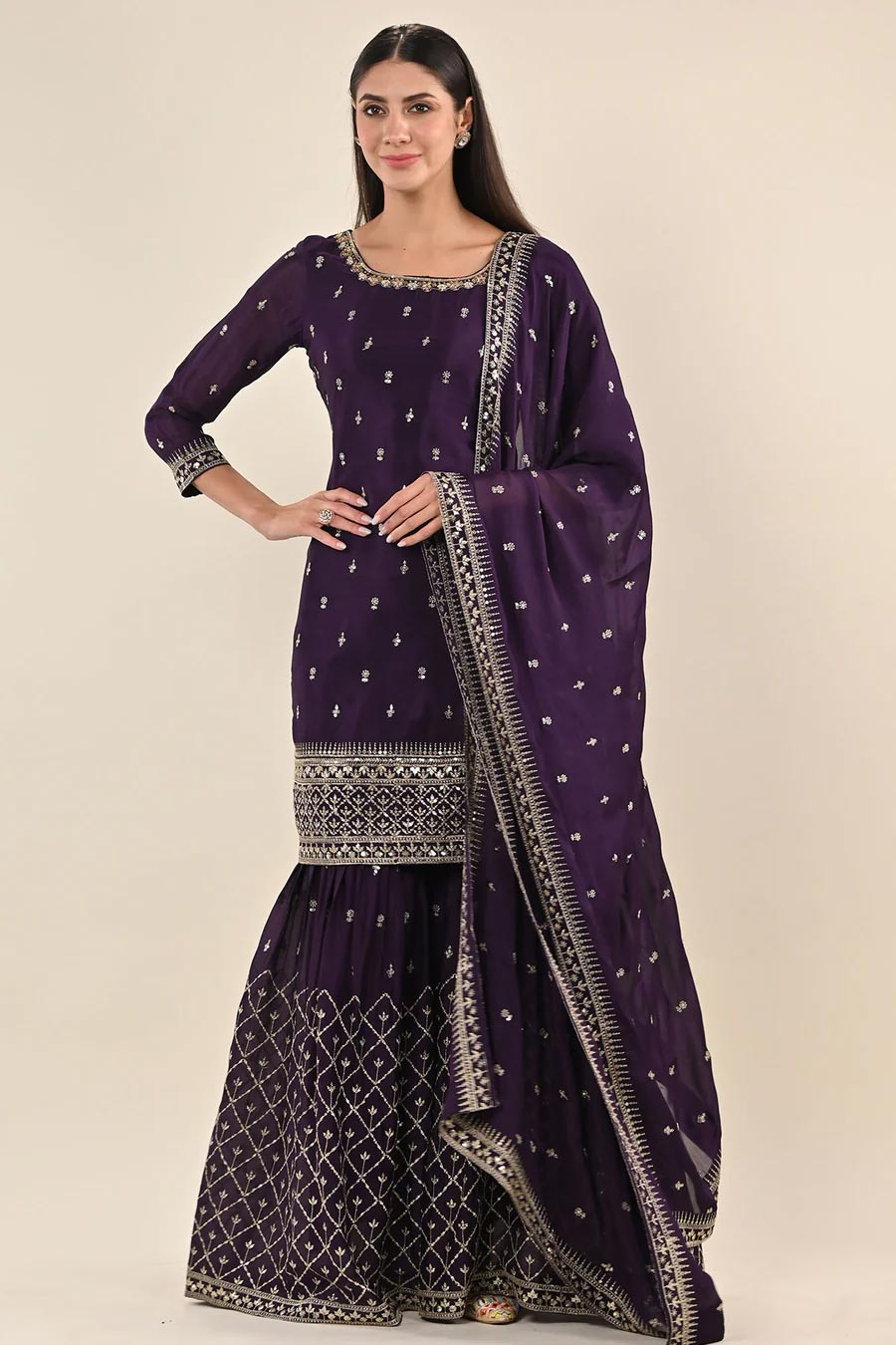 zari work ghagra suit