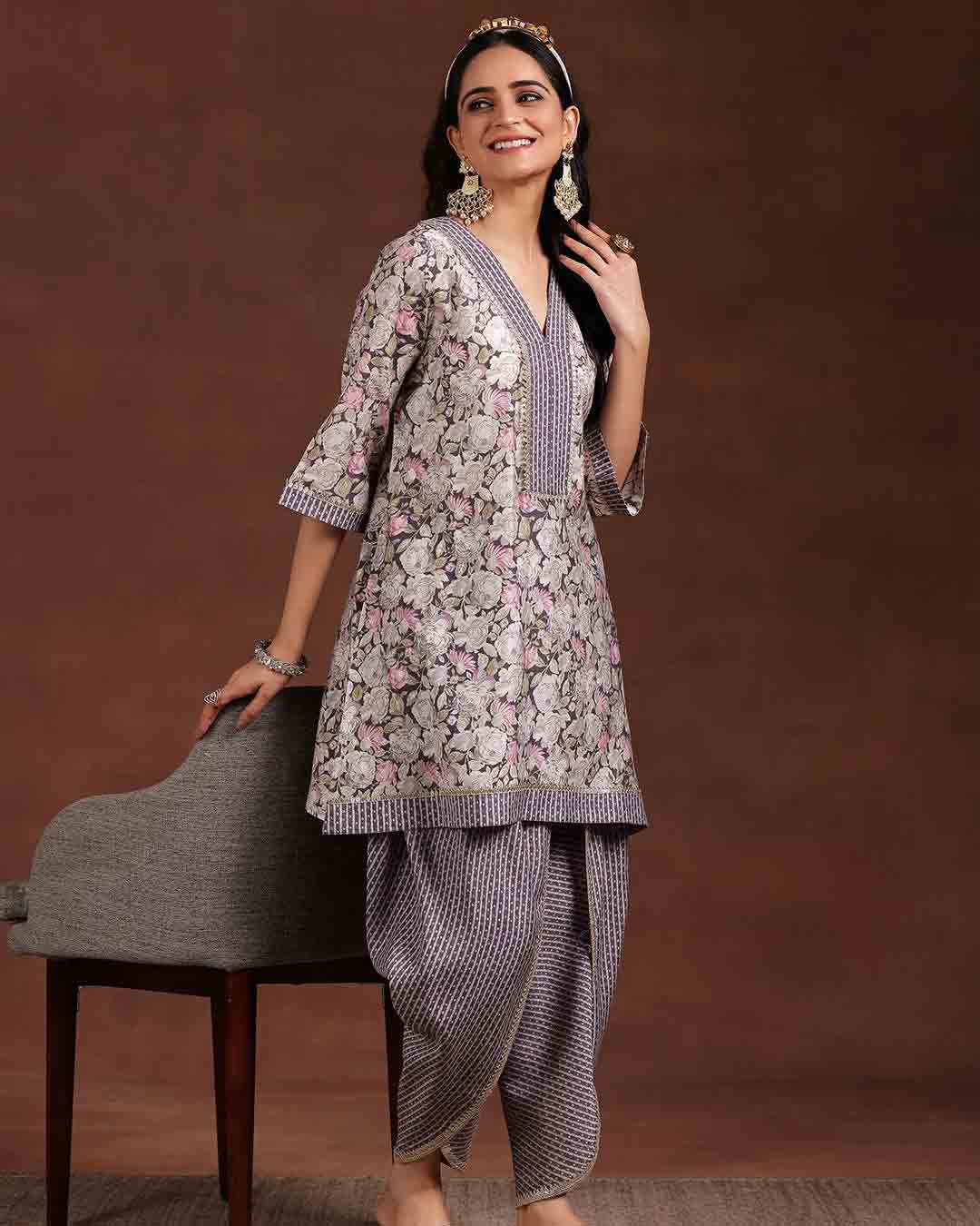 Printed dhoti suit set (2)