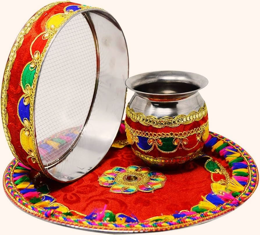 how to decorate karwa puja thali at home