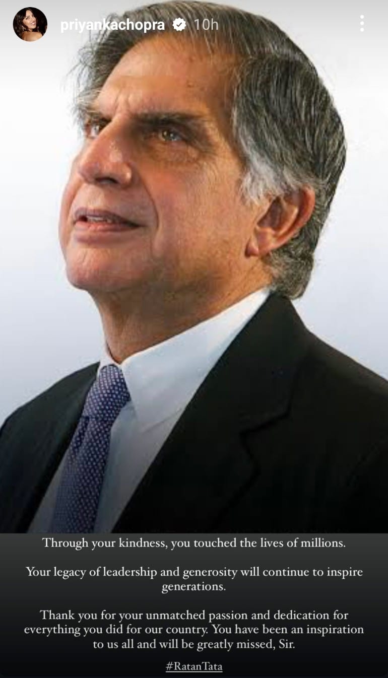 priyanka chopra on ratan tata death
