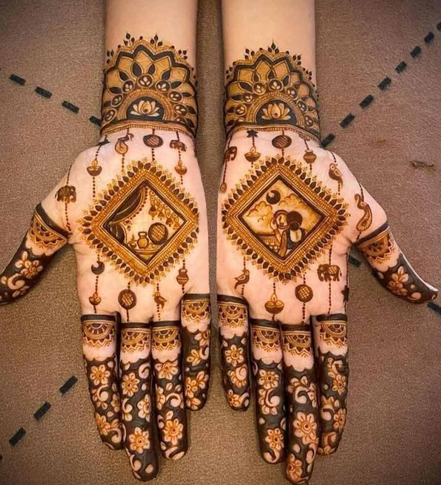 Chand puja mehndi designs