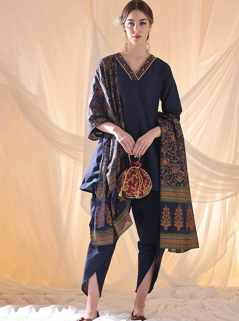 cotton designs dhoti suit