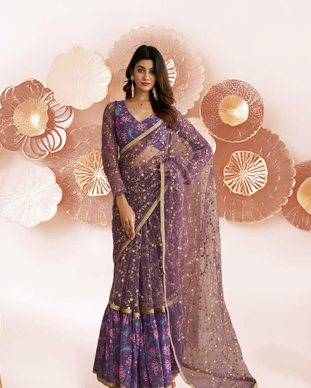 Ruffel saree
