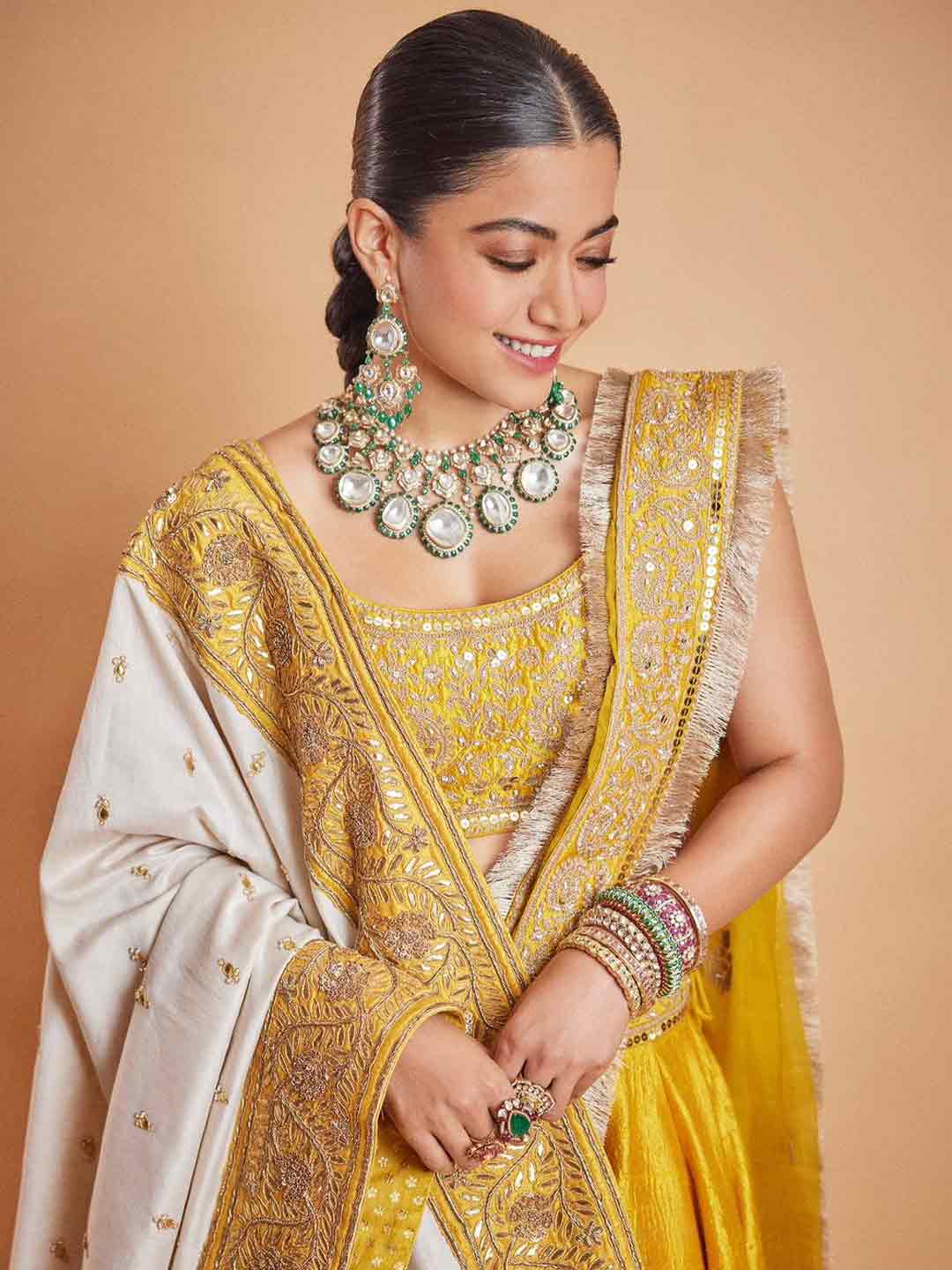 V design dupatta drape