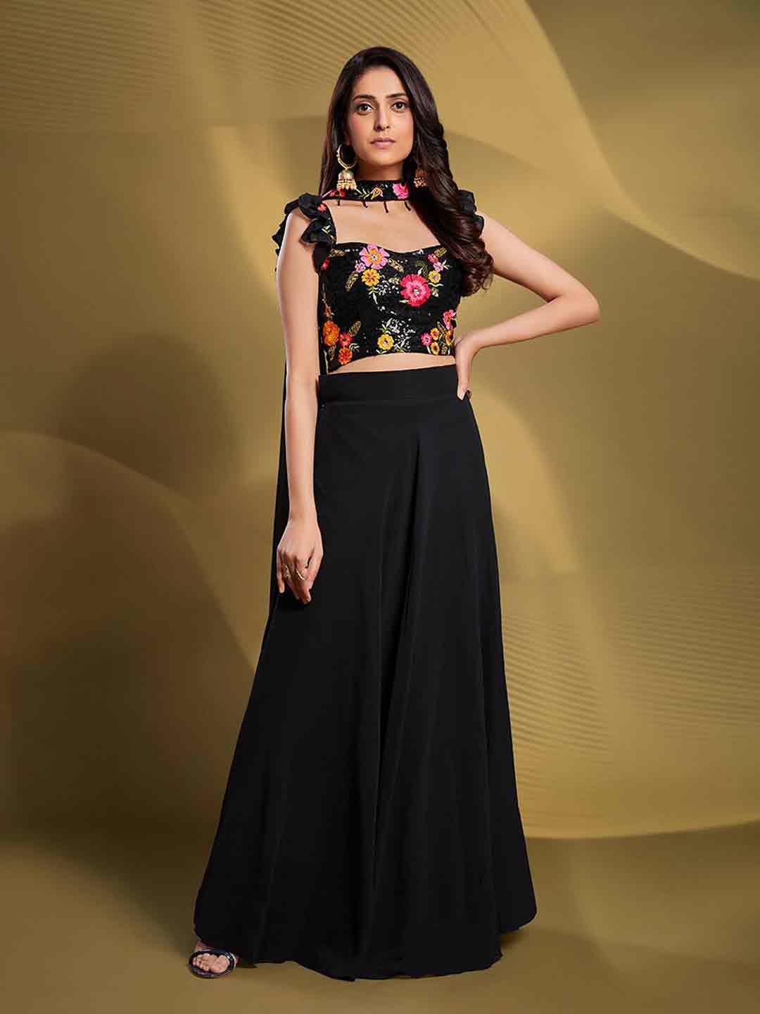floral embroidery lehenga