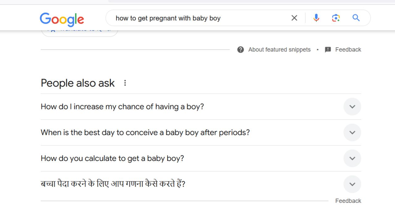 google results on how to concieve a boy