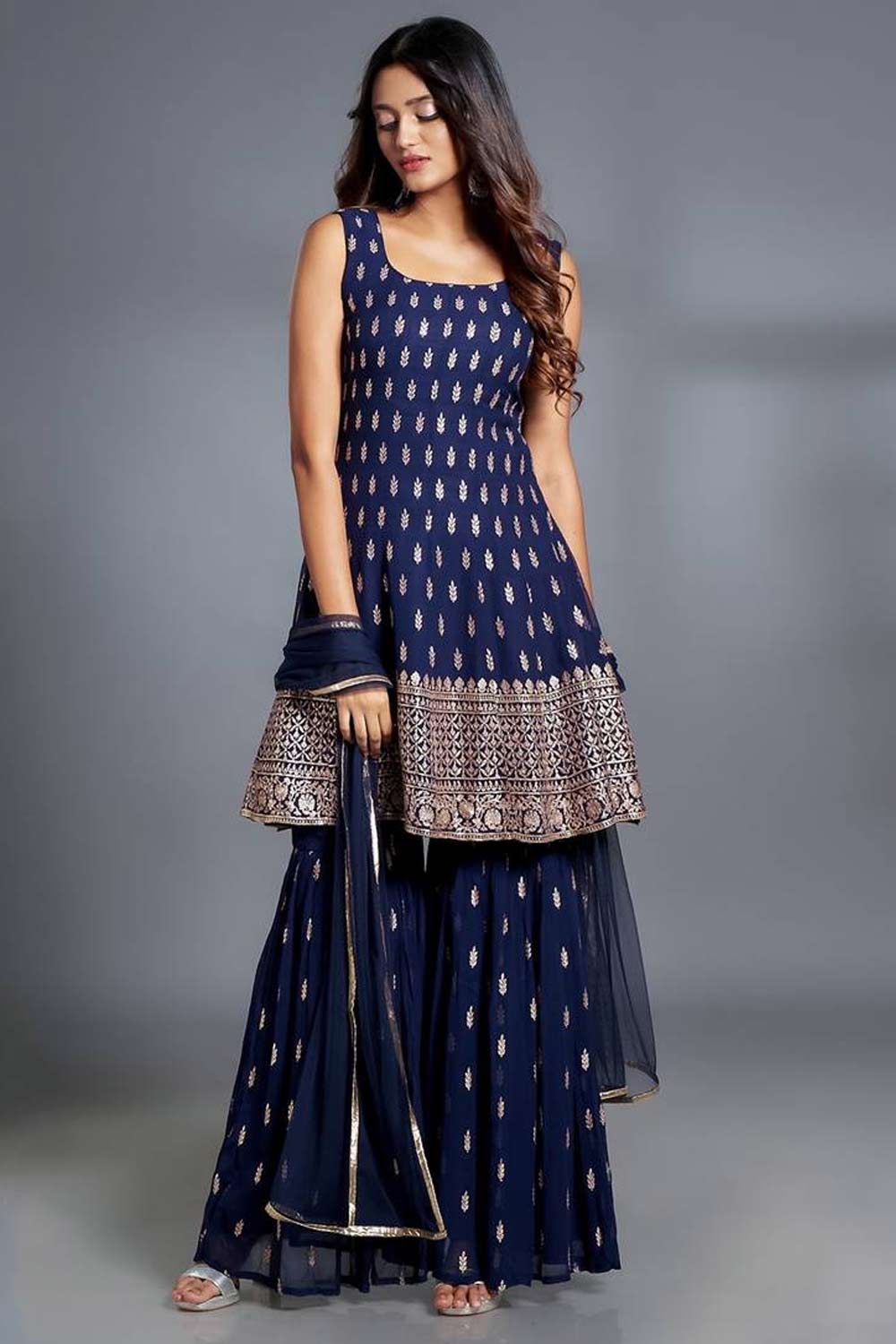 golden print sharara set (2)