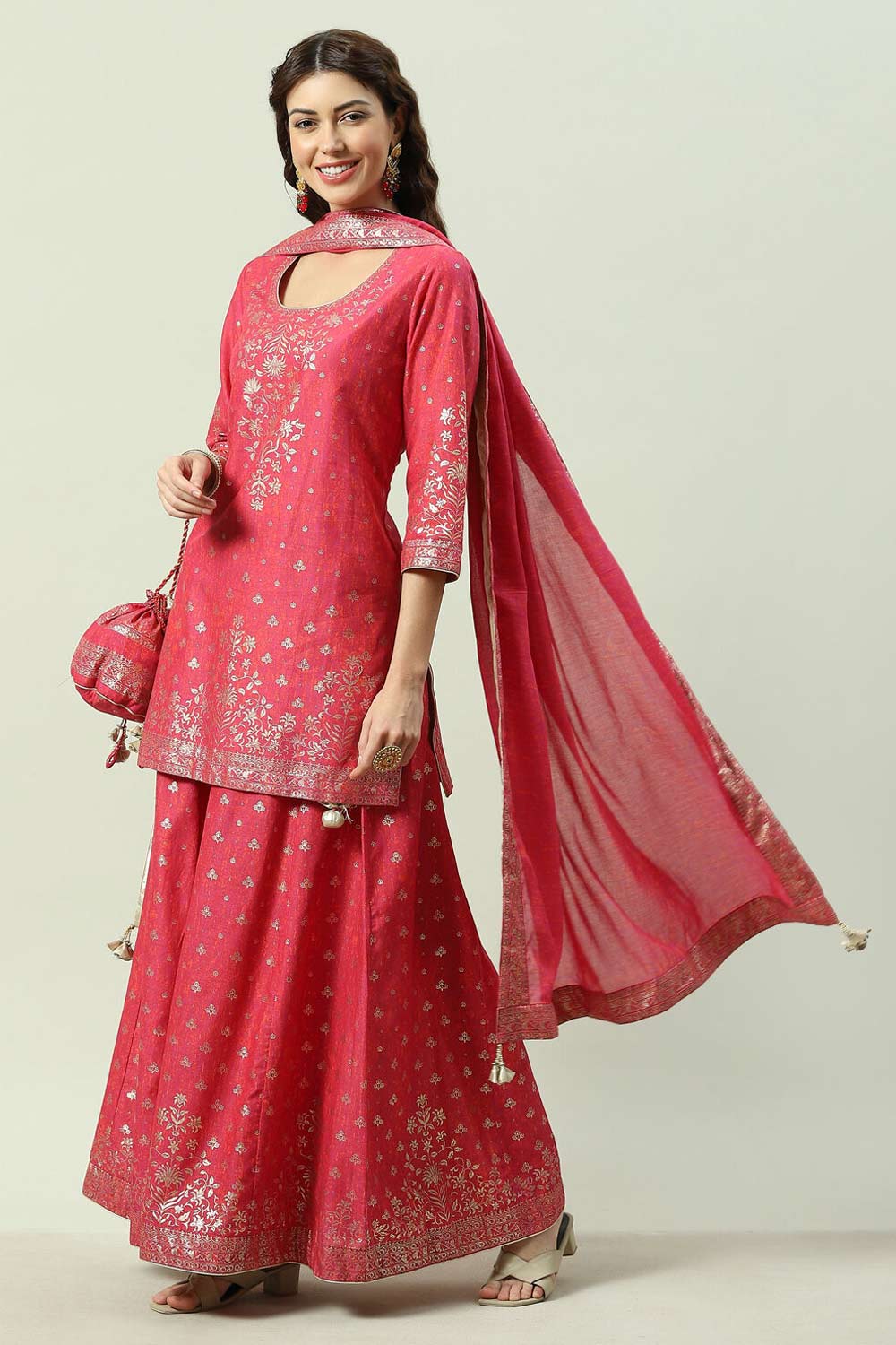 golden print sharara set