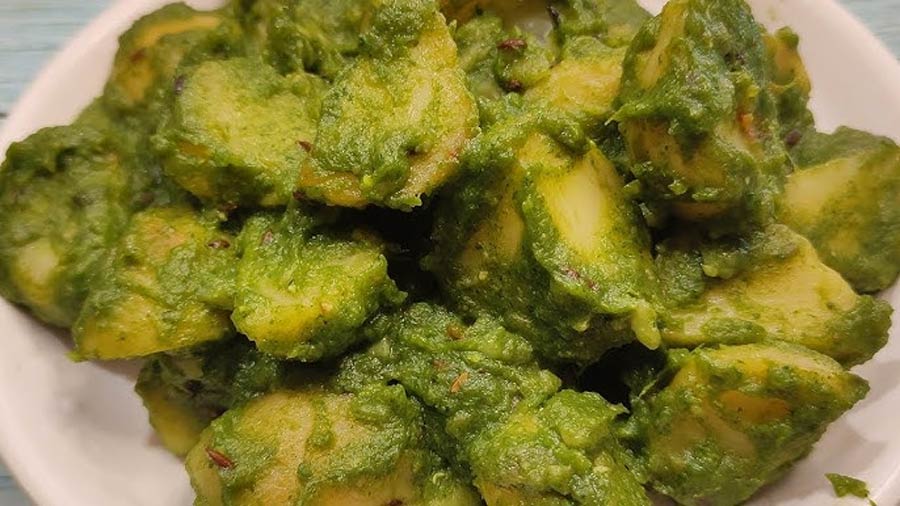 making process for daniya aloo