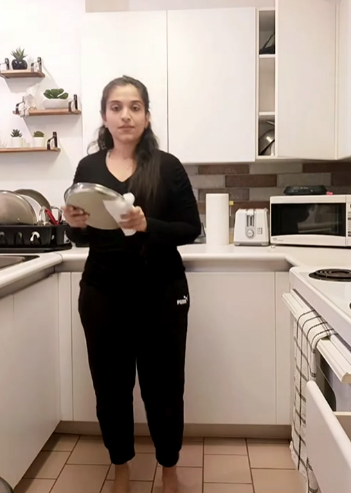 Calf Raises in kitchen