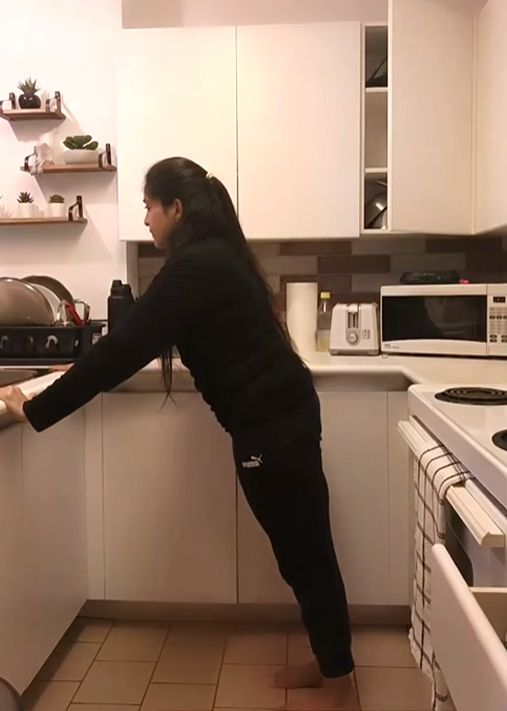 Pushups in kitchen