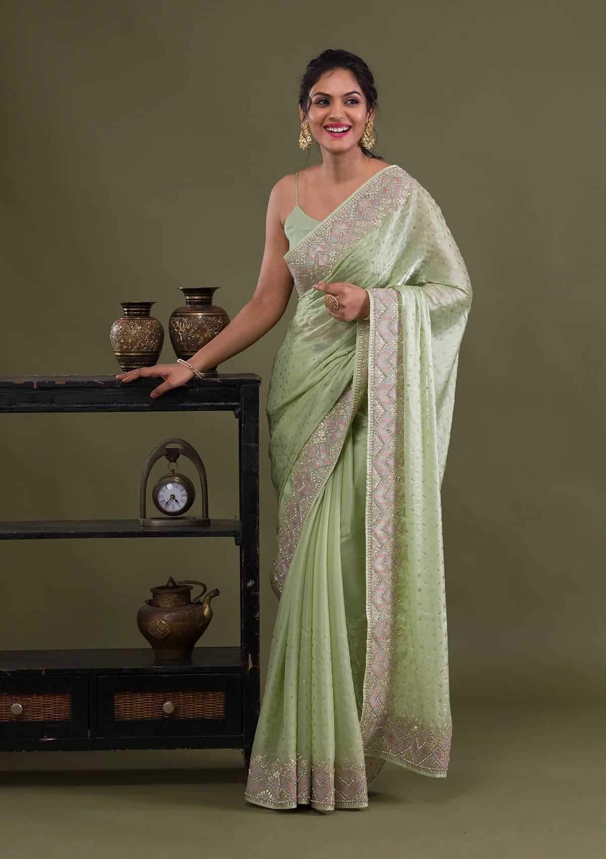 Stone work saree style
