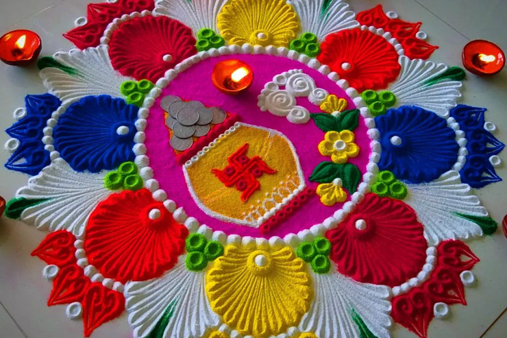 kalash charan rangoli design