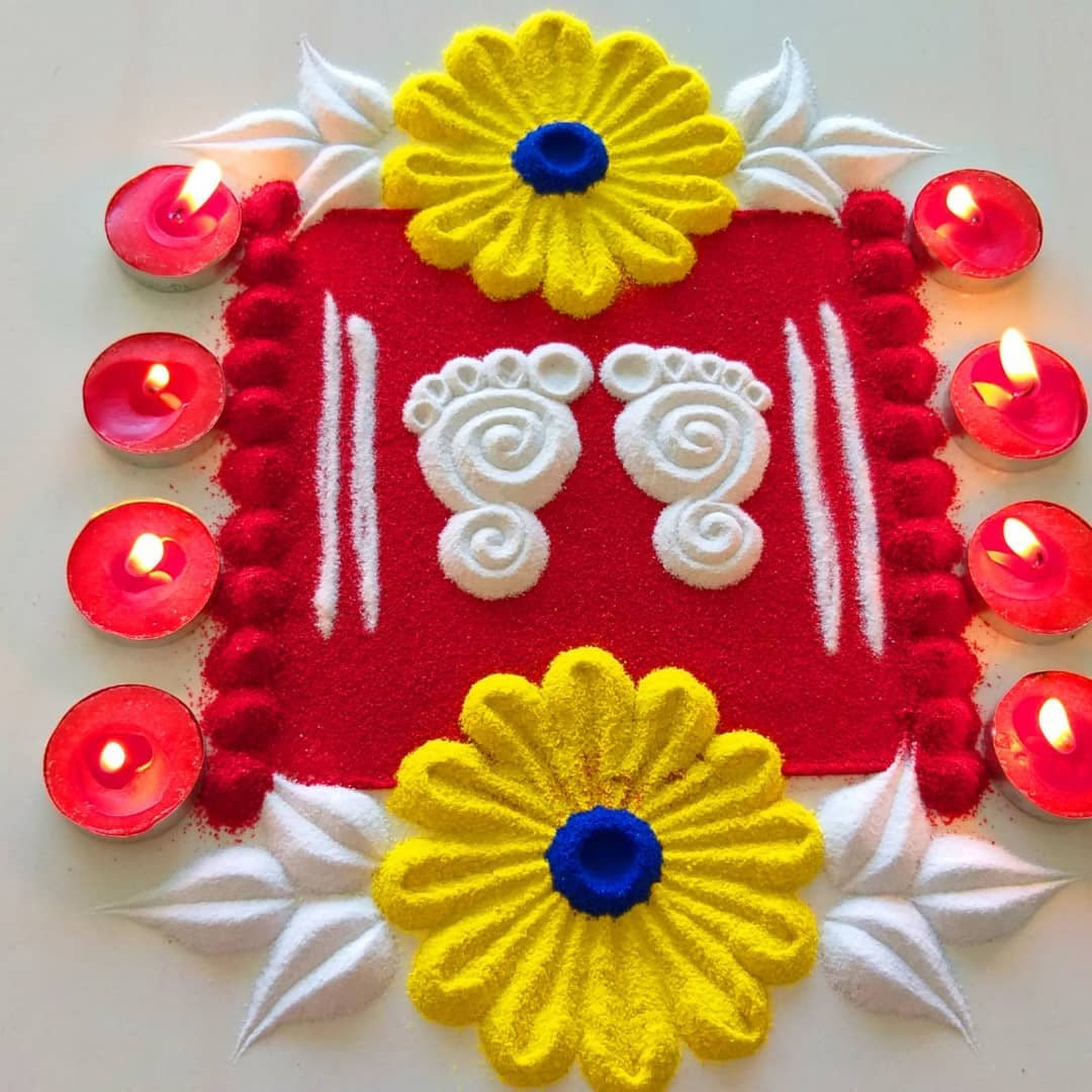 phool easy rangoli design