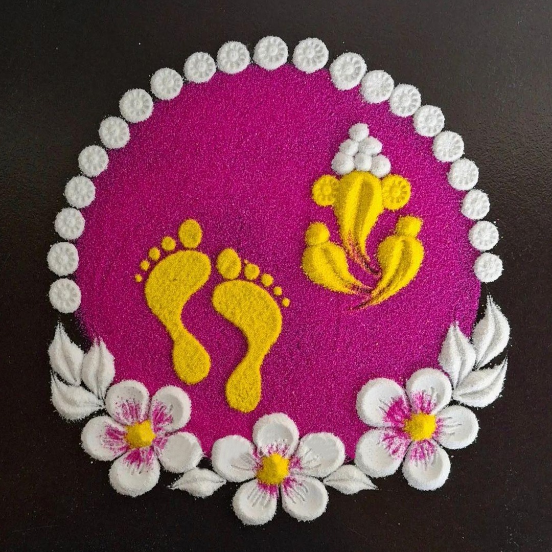 Dot With Flower Rangoli Design