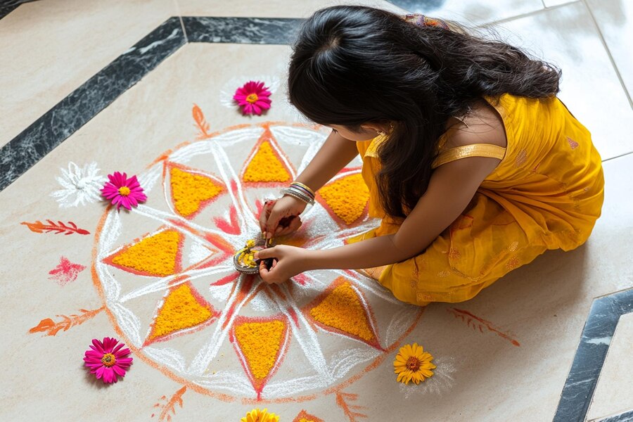 make rangoli decor for home