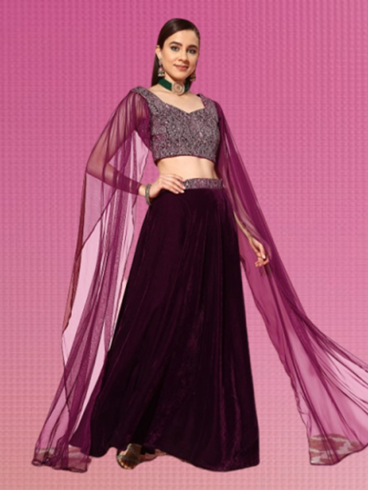 Velvet lehenga designs