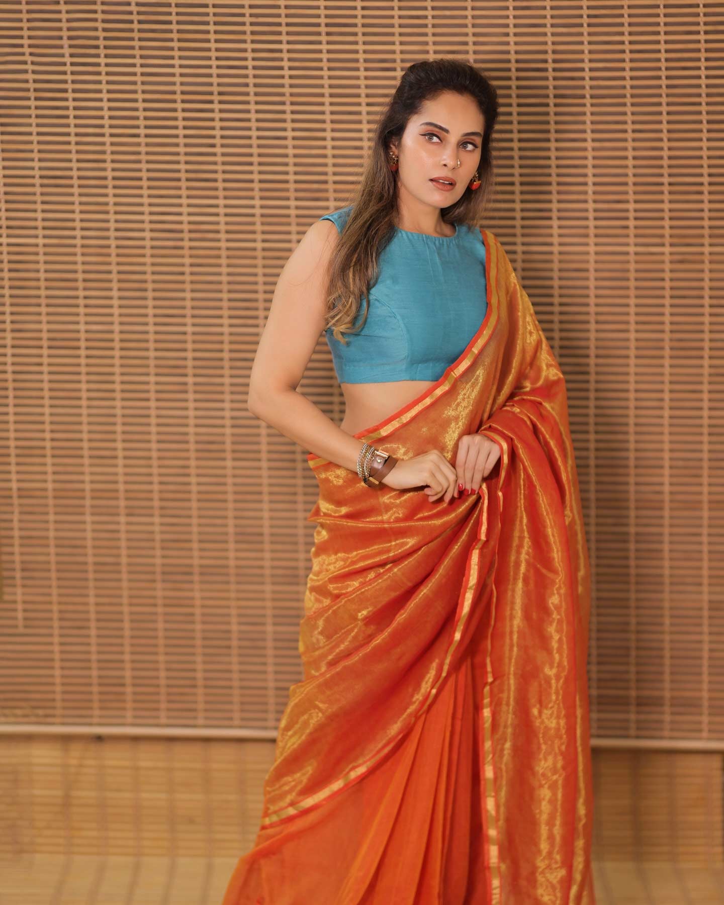 orange colour saree