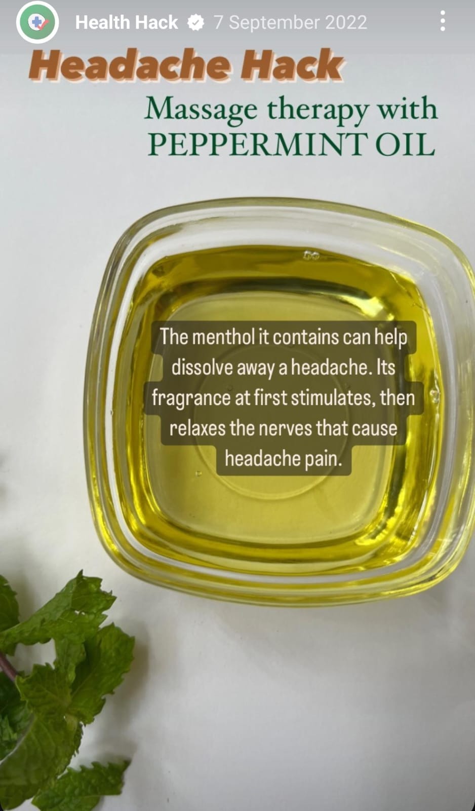 mint oil for headache