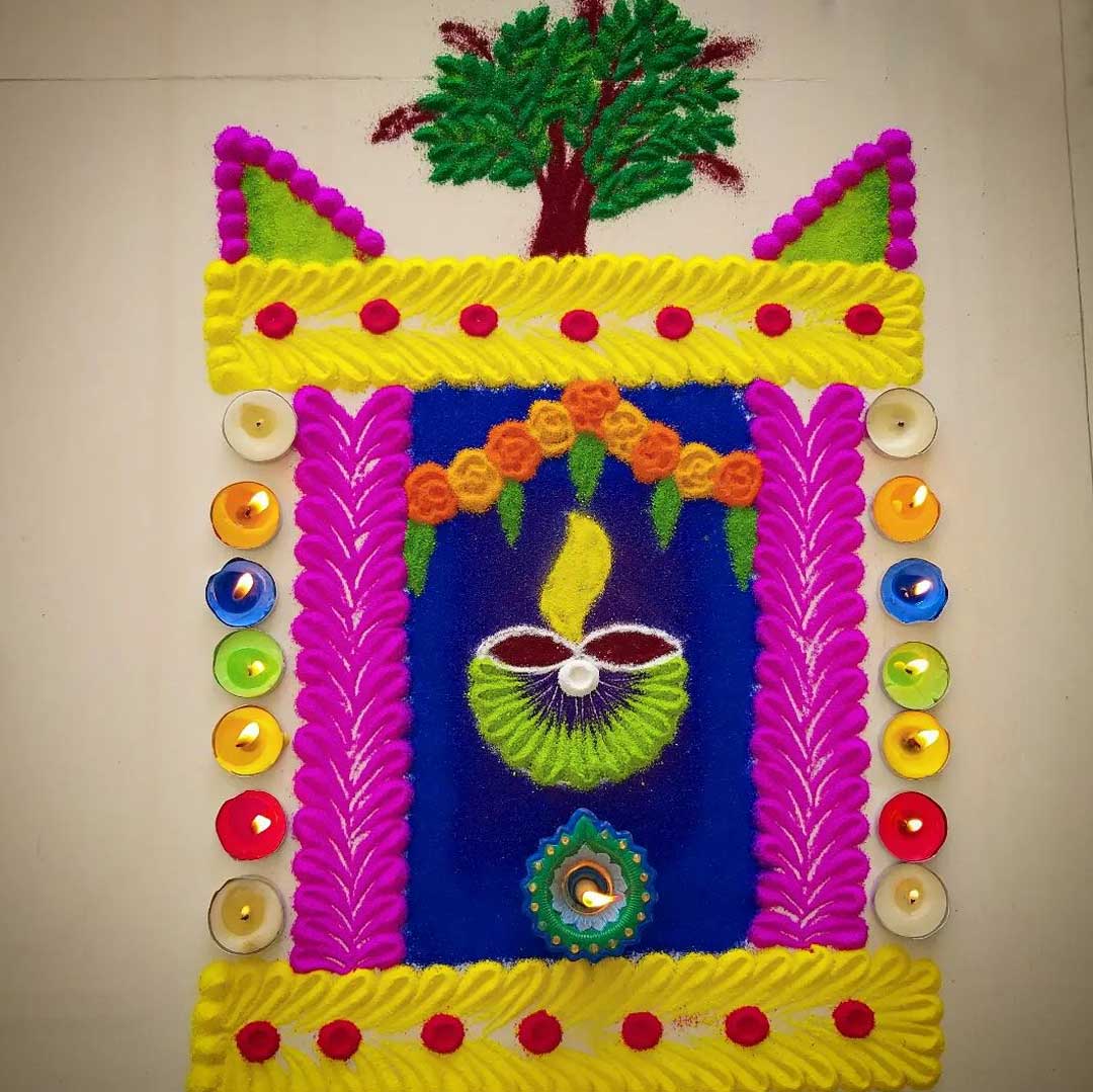 easy rangoli design for tulsi vivah