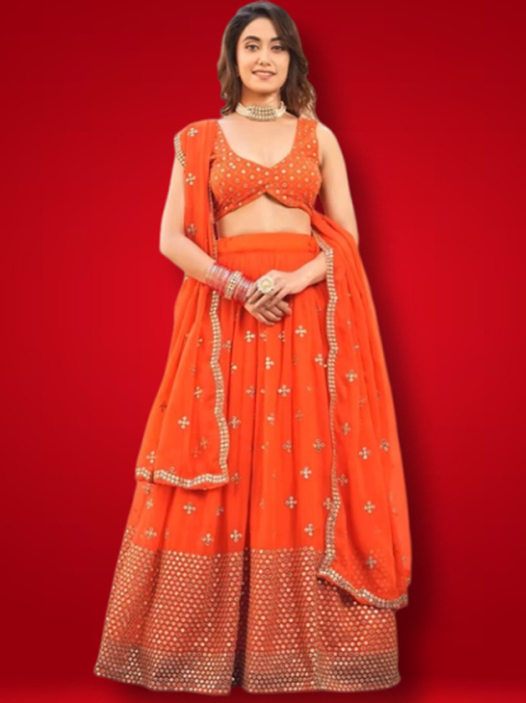 orange lehenga for mehndi function (3)