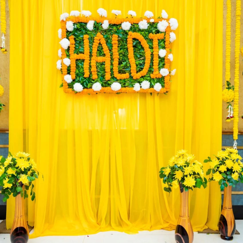 Marigold Decoration haldi function decoration ideas