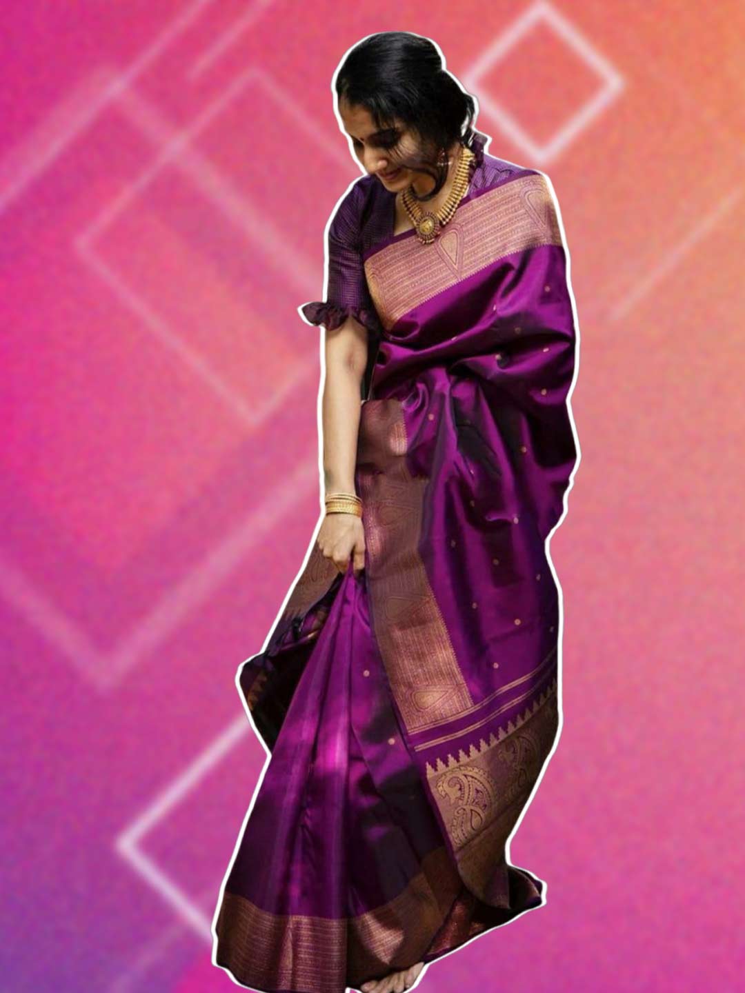 Wine colour saree