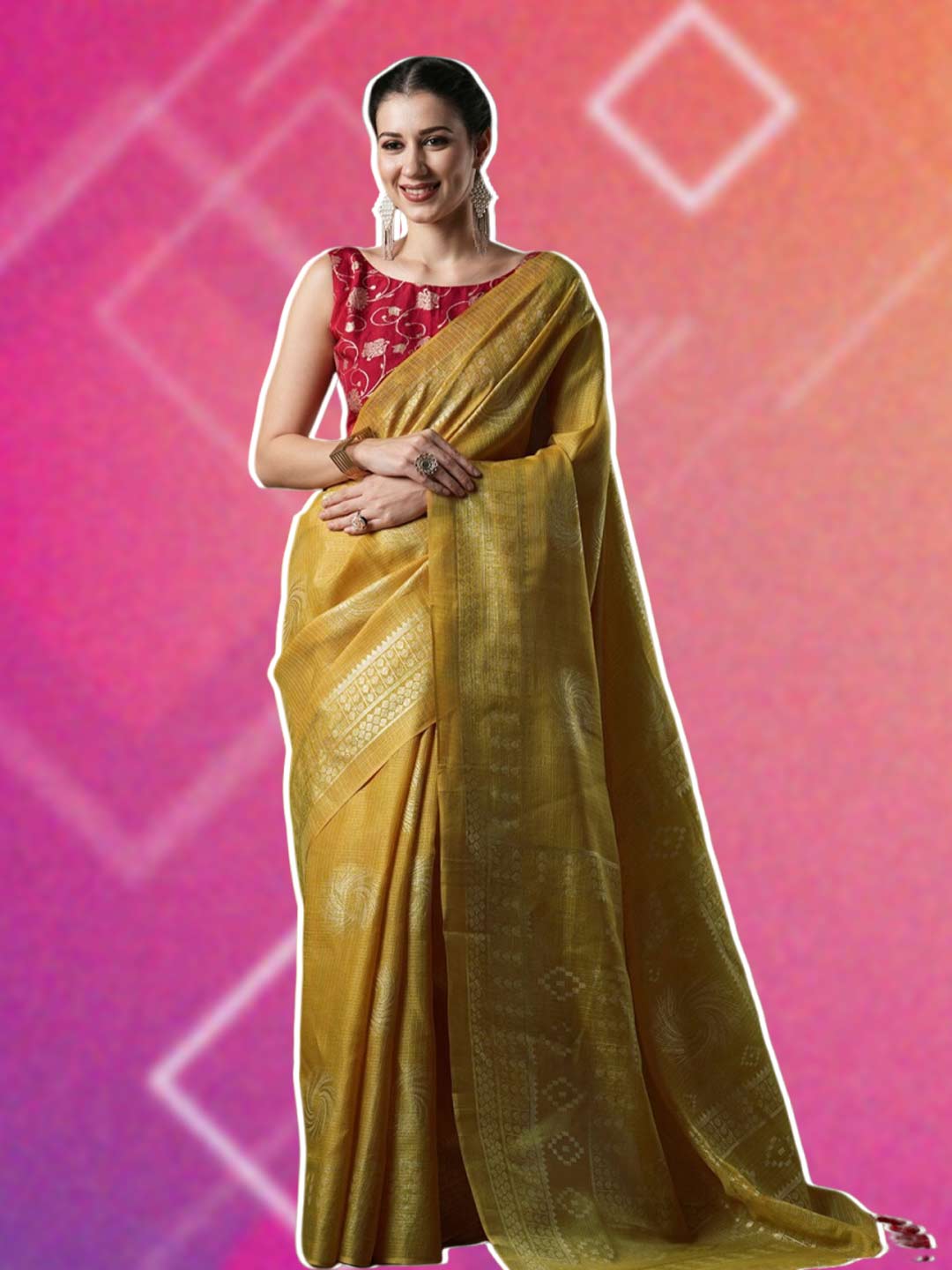 Yellow silk saree