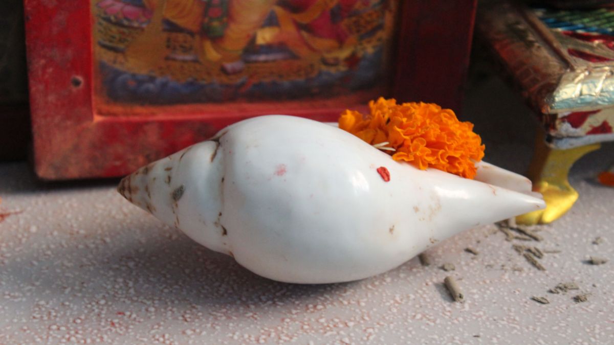 utpanna ekadashi pr bhagwan vishnu ko chadhaye shankh