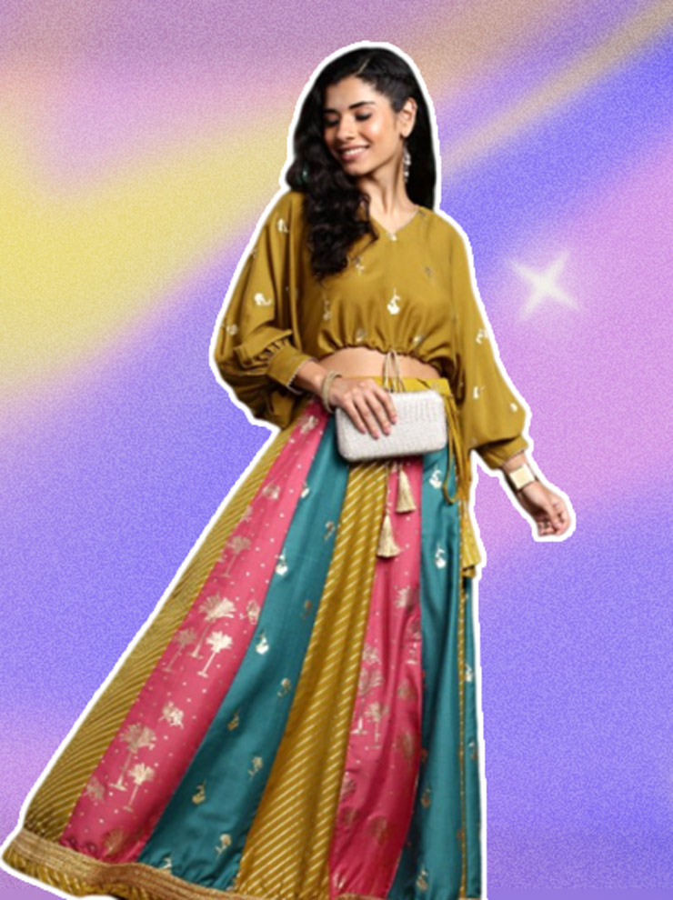 Foil Printed Skirt & Top Set