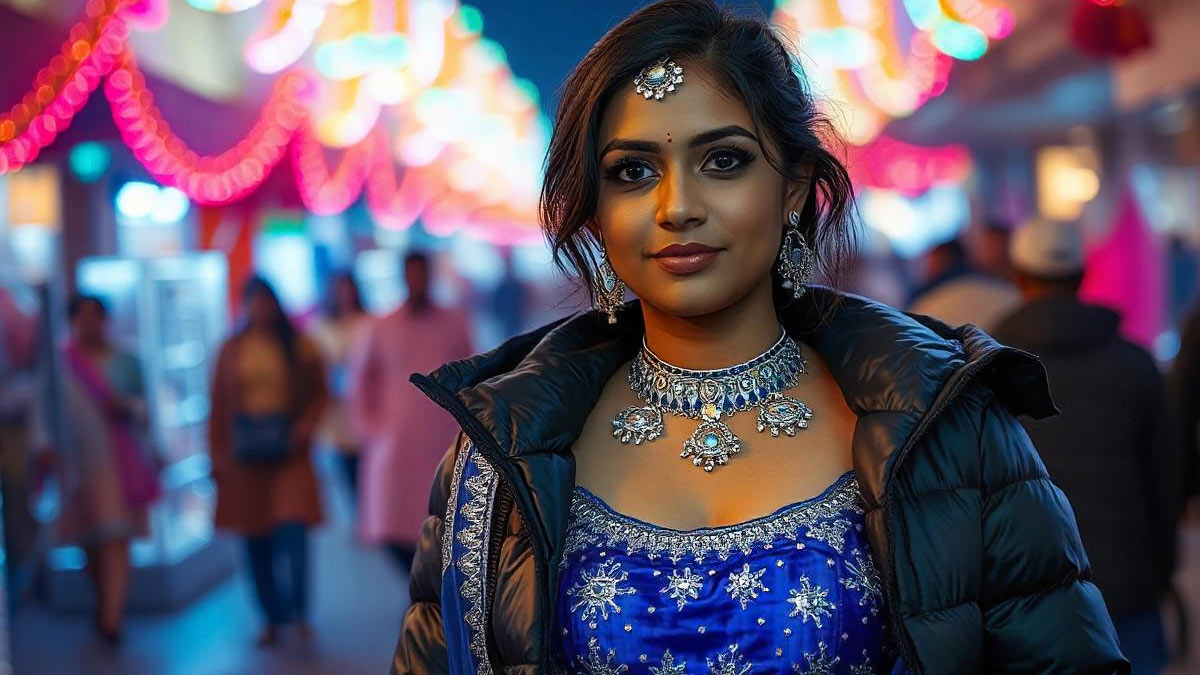 Styling winter jackets with traditional outfits