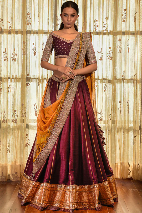 Broad border lehenga designs