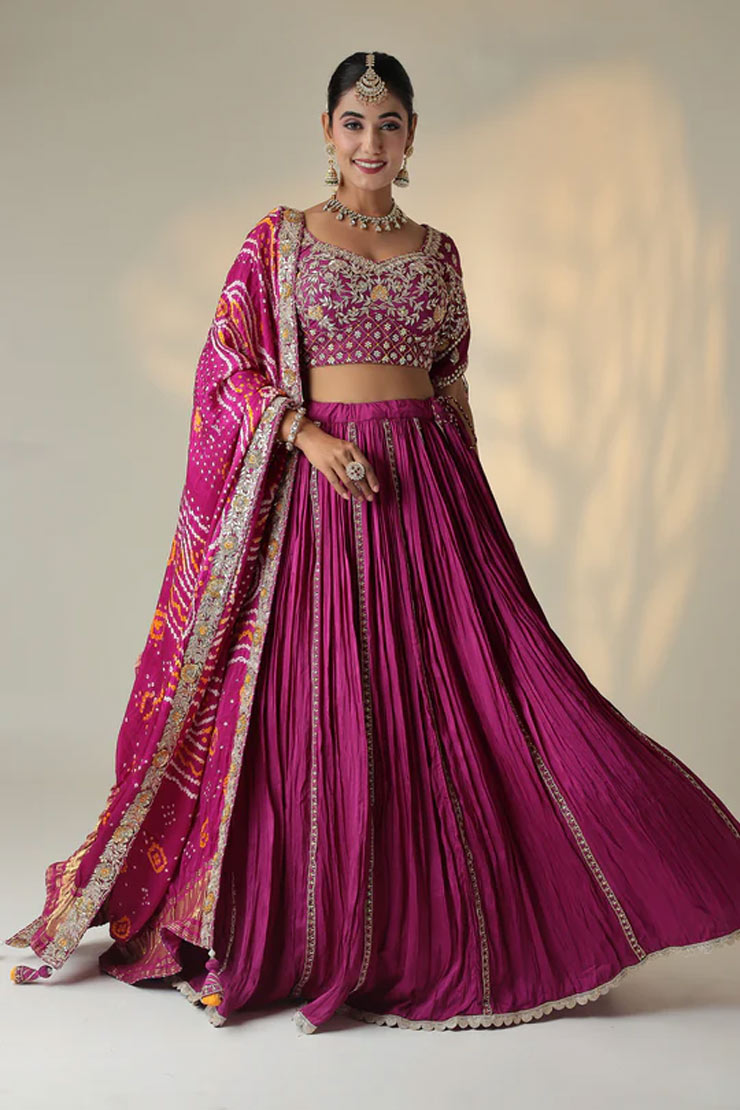Pink colour silk lehenga