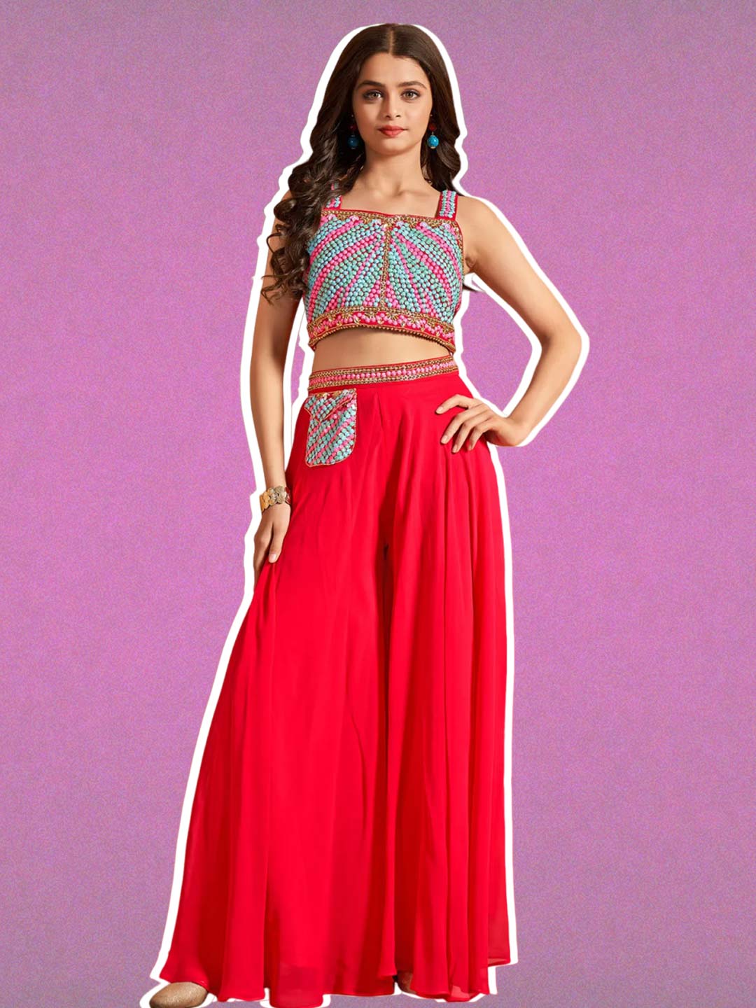 stylish and new designs top and palazzo set for wedding function (3)