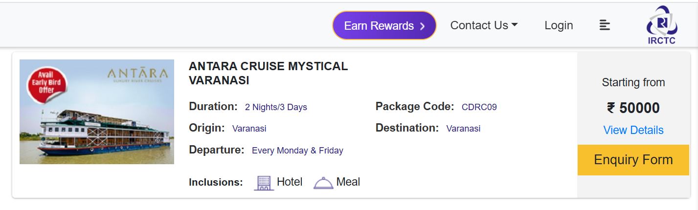 cruise top 3 tour packages cost in irctc1