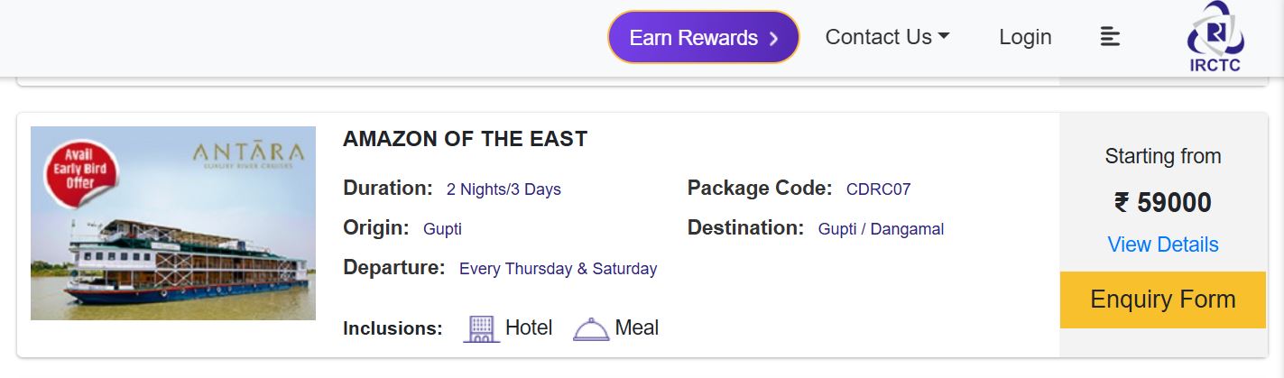 cruise top 3 tour packages cost in irctc2