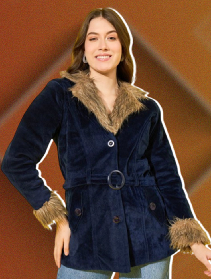 Fur design velvet jacket