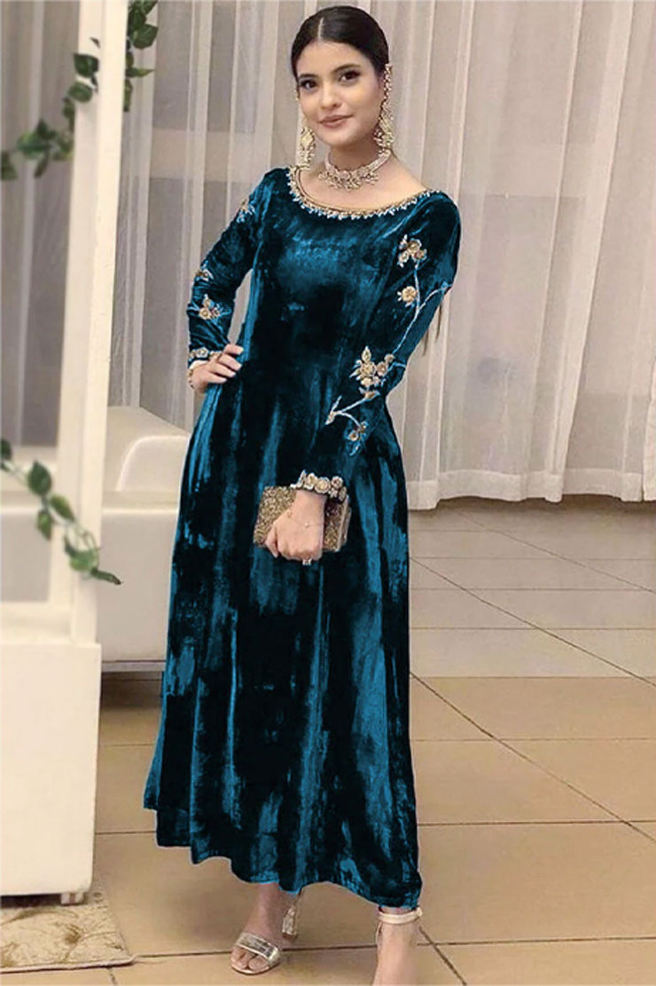 velvet gowns new designs for reception party