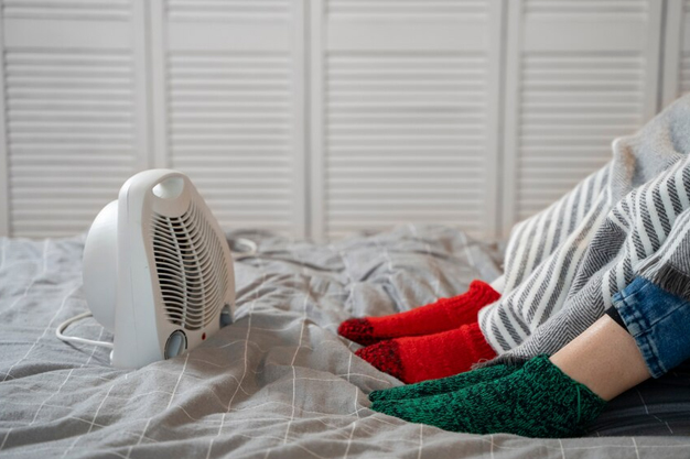 fan placed behind blower