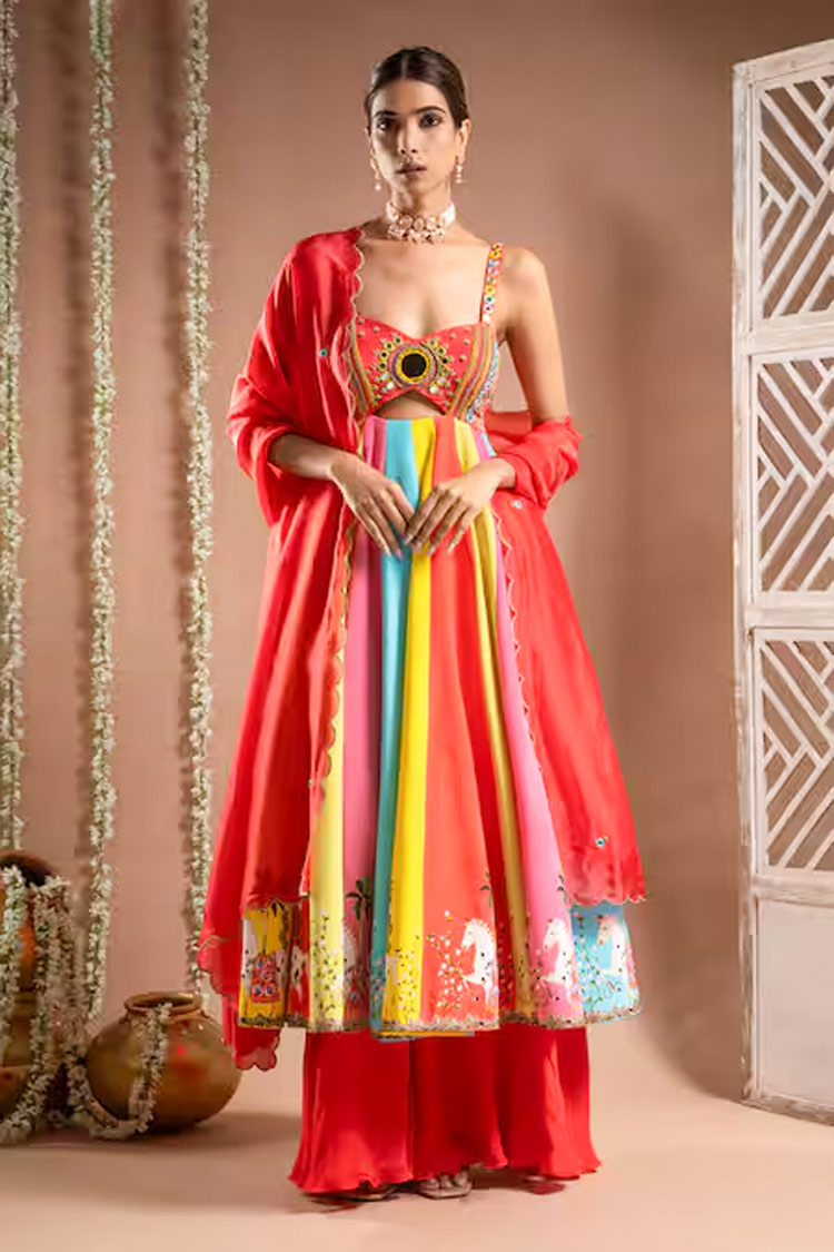 Multi colour anarkali