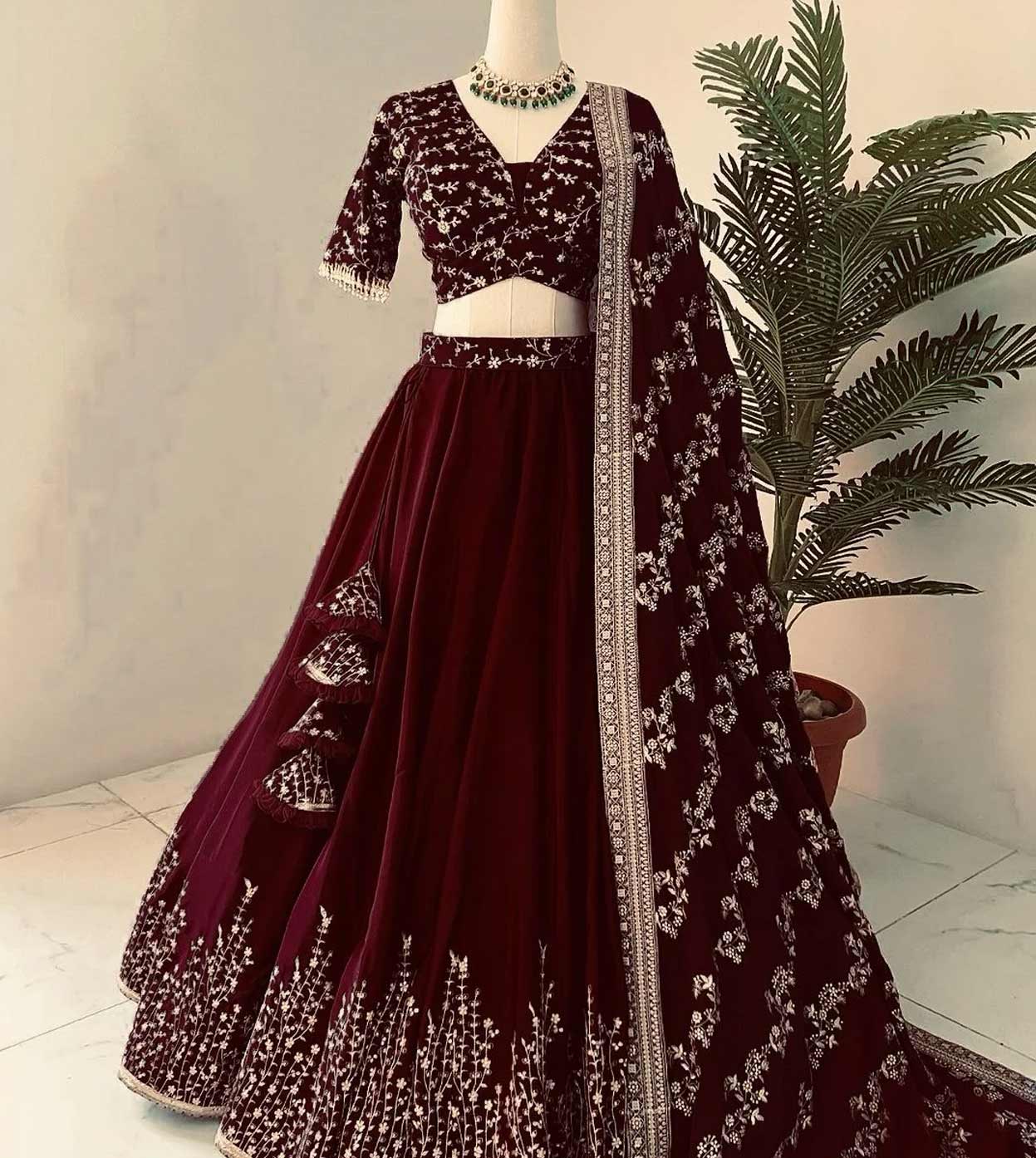 Velvet lehenga look