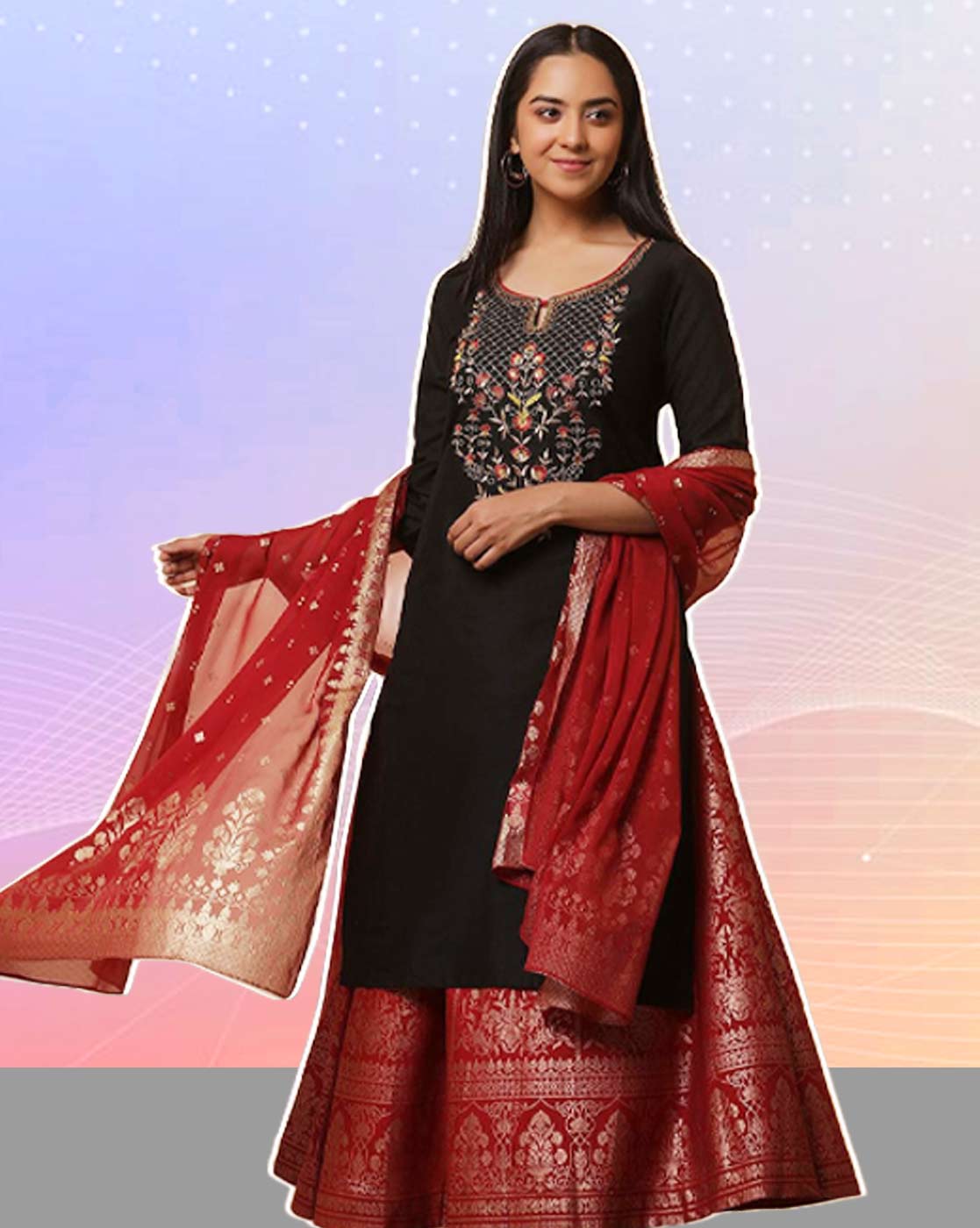 long kurti with skirt (2)