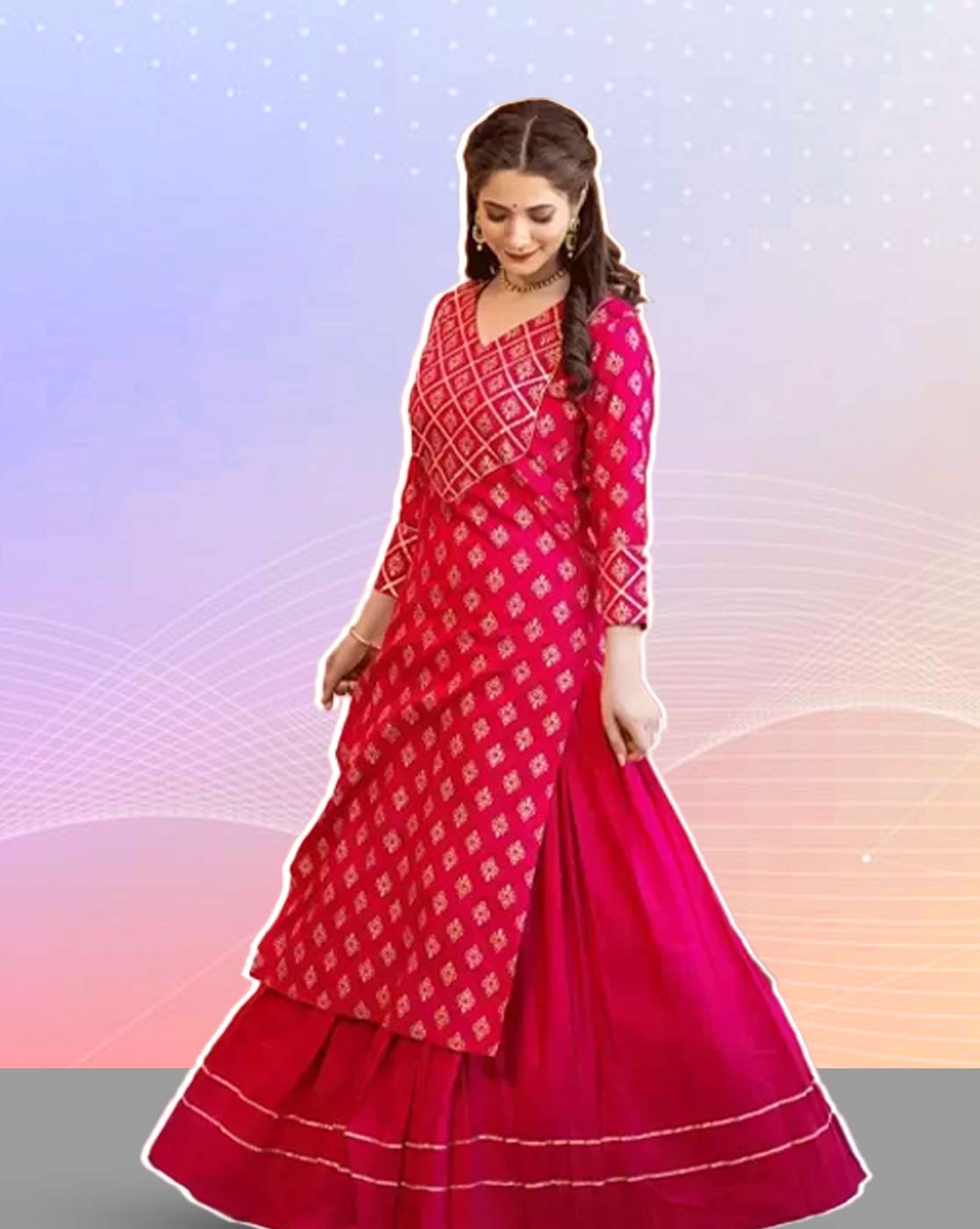 long kurti with skirt