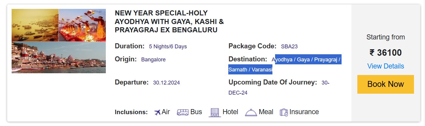 new year 2024 temples tour packages in irctc1