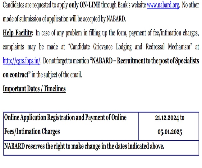 NABARD Recruitment 2024 Notification page