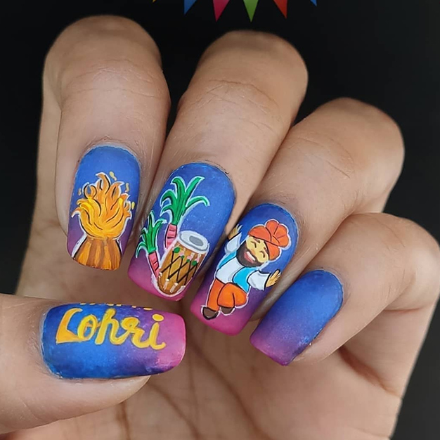 Lohri nail art