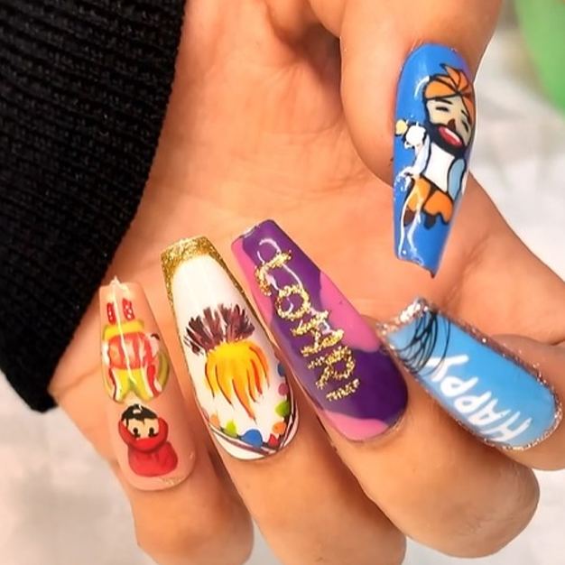 Lohri nail art designs
