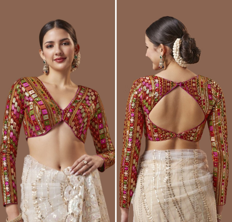 blouse designs with saree for beautiful look (2)