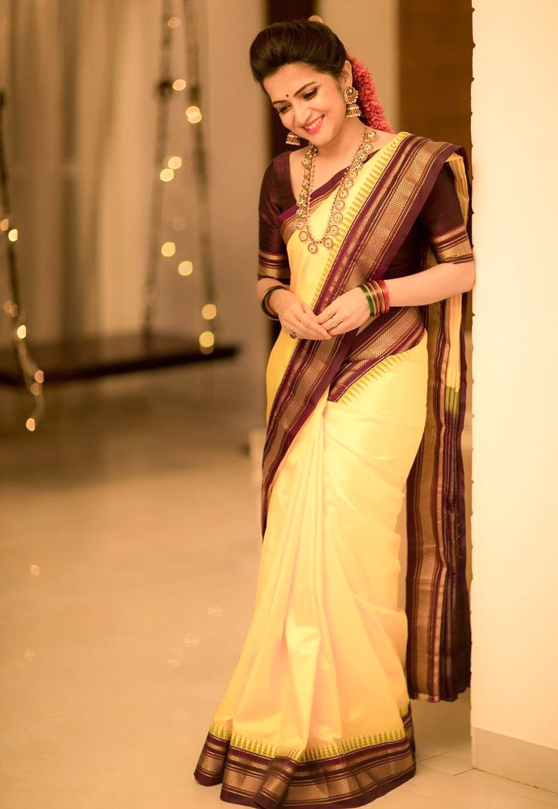 Border work silk saree